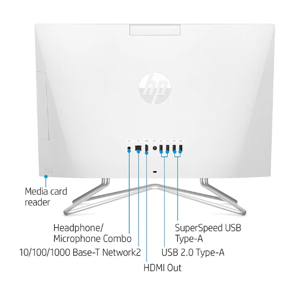 All In One HP 21.5" Intel Celeron Memoria RAM 4GB Disco 128GB SSD Color Blanca 22-DD0224 - Image 3