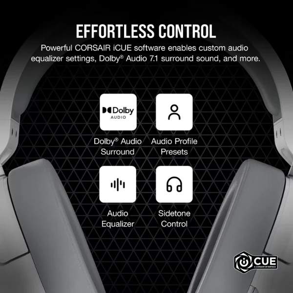 Audífonos Gaming Corsair HS35 SURROUND v2 - Multiplataforma - Dolby 7.1 - Con Micrófono- Color blanco - Image 6