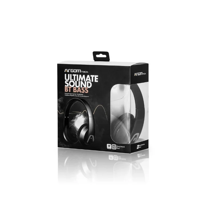 Audífonos Bluetooth Argom Ultimate Sound Bass ARG-HS-2610BK Wireless y Jack 3.5mm Negro - Image 7