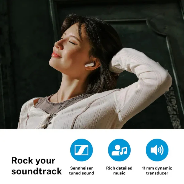 Audífonos Sennheiser ACCENTUM Open Wireless Earbuds Ear Buds with Open Design Dynamic Sound Bluetooth 5.3 - Cream - Image 6