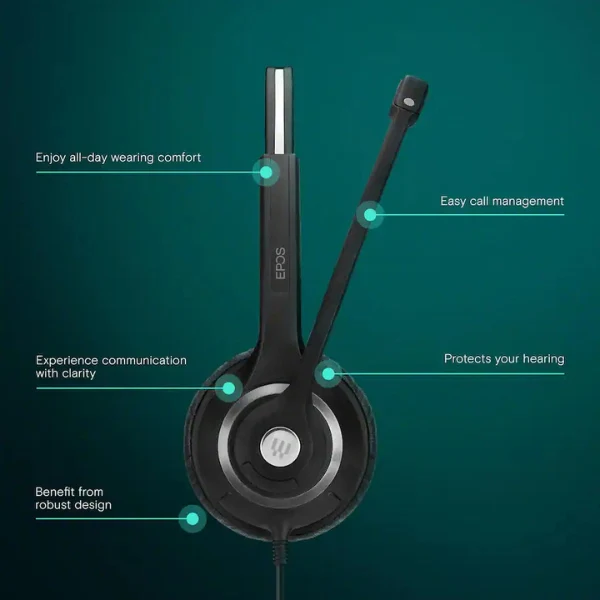Audífonos Sennheiser SC260 Diadema Binaural con Cable Micrófono con Cancelación de Ruido Doble Auricular Banda Ancha Easy-Disconnect Compatible con Teléfono de Escritorio - Negro - Image 4