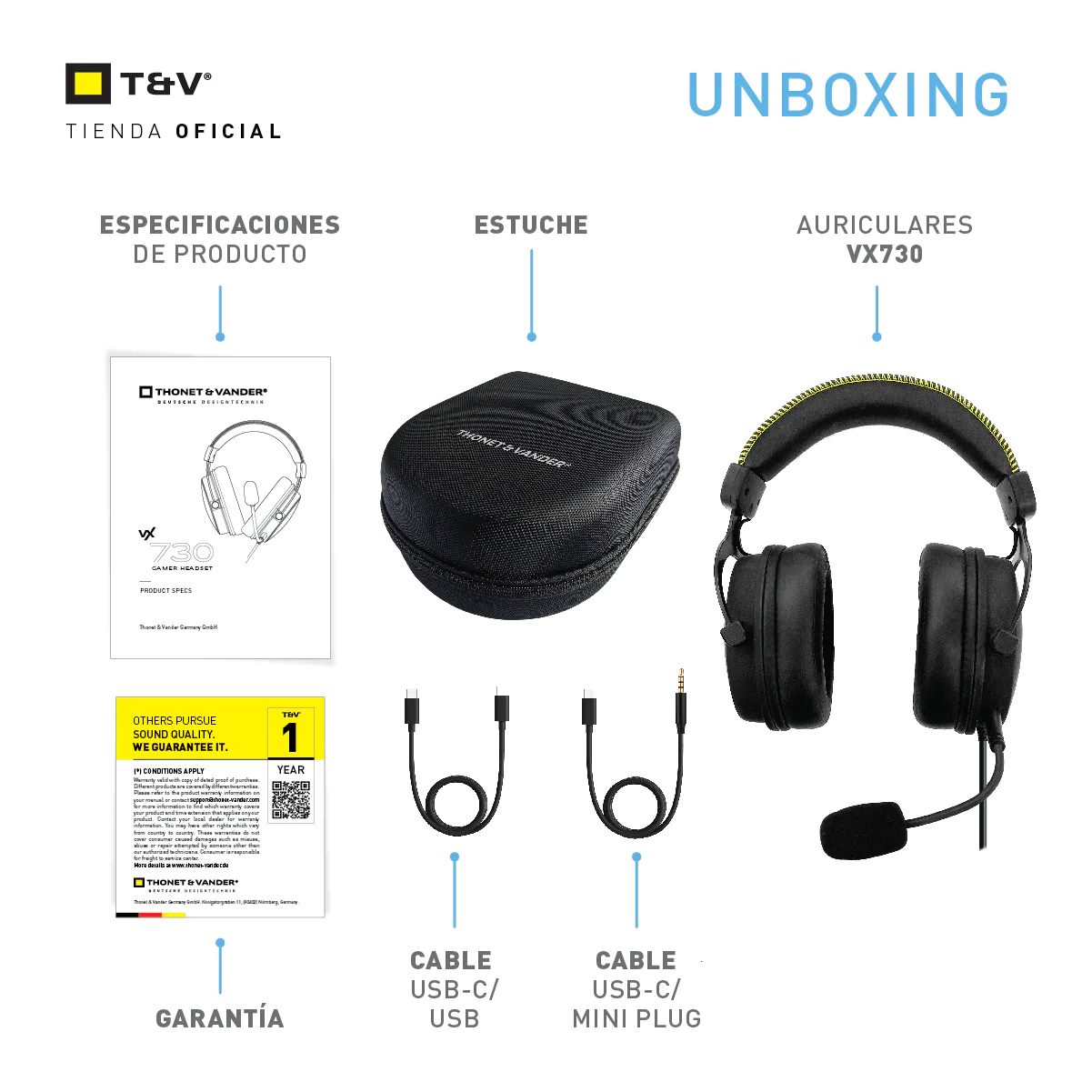Audifonos Thonet & Vander 20Mw Headset Aux 3.5Mm + Usb Con Microfono Flexible Y Ajustable Luz Led VX730 Gaming - Image 6