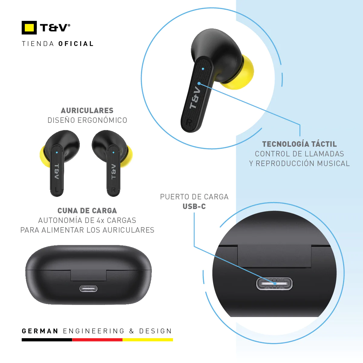 Audifonos Thonet & Vander Earbuds Bluetooth Funciones Tactiles Reis - Image 2