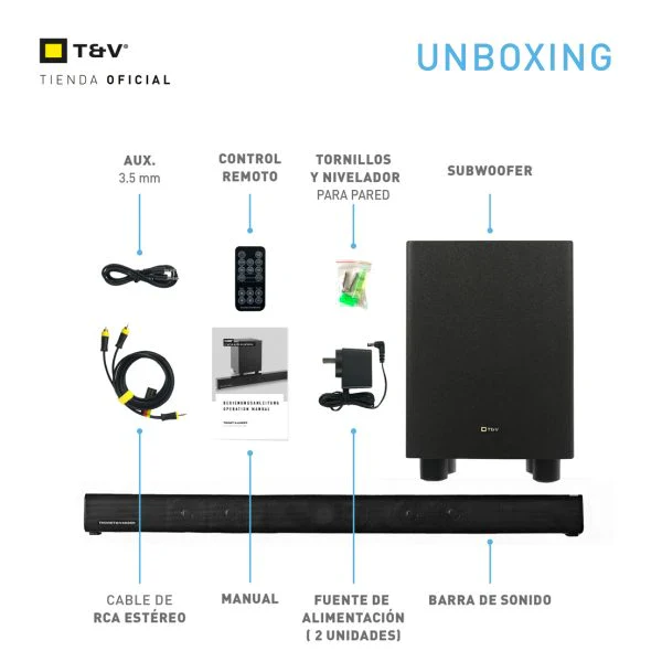 Barra De Sonido Thonet & Vander 250W Optico + Bluetooth + Aux 3.5Mm Dunn - Image 6