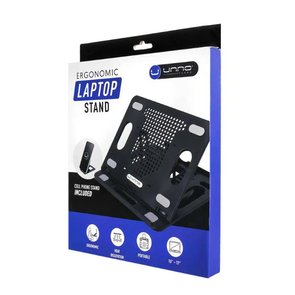 Base Ergonómica Unno Tekno NC6115BK para Laptop hasta 17" con Soporte de Celular Negro - Image 5