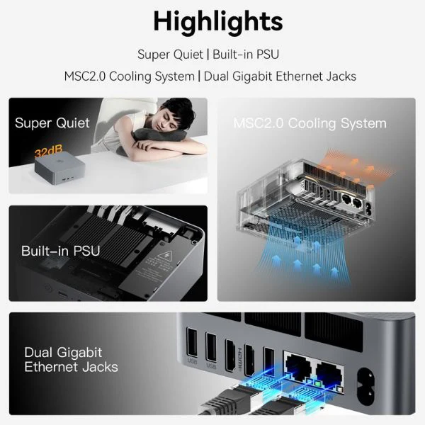 Mini PC Beelink EQR6 - AMD Ryzen 5 6600U - 32GB LPDDR5 - 500GB SSD - Dual HDMI 4K UHD - WiFi 6 - BT5.2 - Image 9