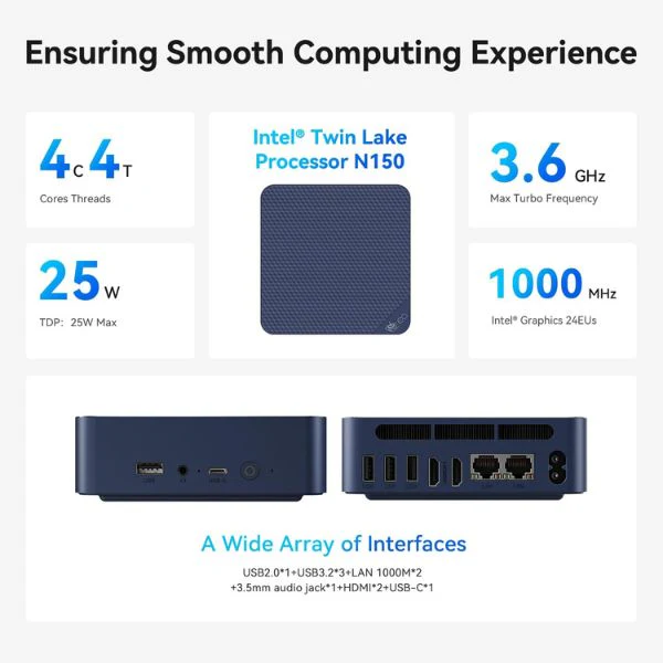 Mini PC Beelink U59 - Intel N5105 - 16GB RAM - 500GB SSD - Dual HDMI 4K UHD - WiFi 5 - BT4.0 - Image 2
