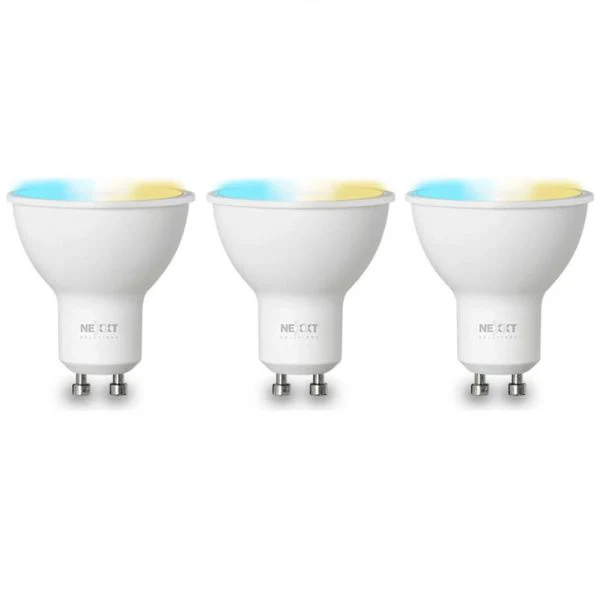 Bombilla Nexxt LED Inteligente Wi-Fi 110V GU10 – NHB-W310 – Blanco Regulable – Empaque 3 Unidades