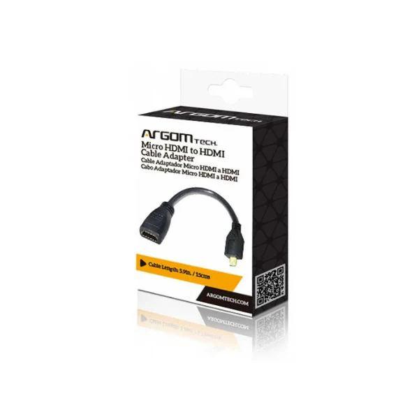 Cable Adaptador Argom Micro HDMI a HDMI - 15cm - Negro - ARG-CB-0054 - Image 2
