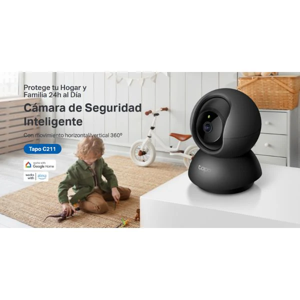 Cámara de Seguridad TP-Link Tapo C211 - Wi-Fi 2K 3MP - 360 Grados - Detección IA - Control de Voz - Visión Nocturna - Negro - Image 4