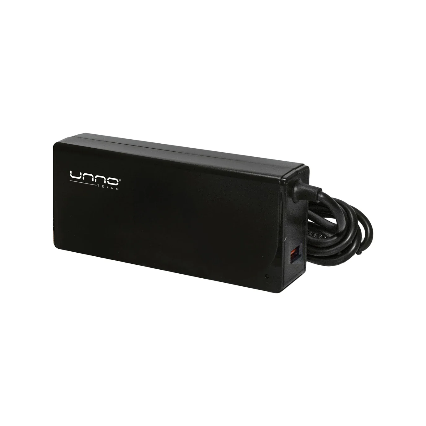 Cargador Adaptador Universal Unno Tekno PW5291BK para Laptop 90W 10 Puntas Puerto USB Negro