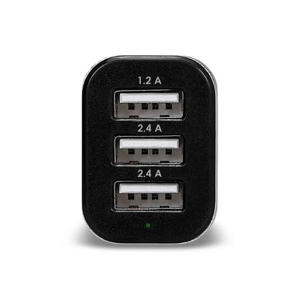 Cargador Rápido Argom para Auto 3 USB 6A 5V - Negro ARG-AC-0113BK - Image 2