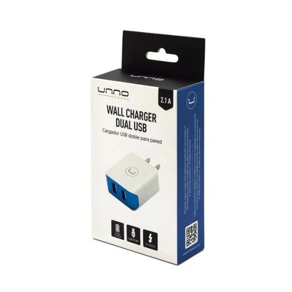 Cargador Pared Unno Tekno 2 Puertos + Usb 5V 2.1Amp PW5052WT - Image 2