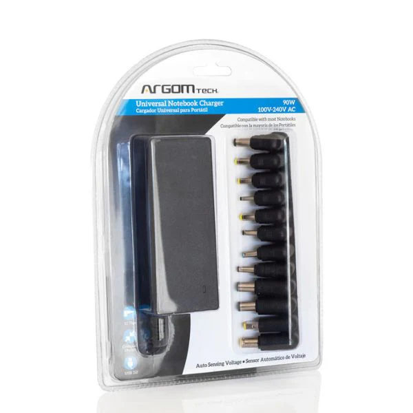 Cargador Universal Argom para Portátil, 90W, USB, Sensor Automático, 12 Puntas ARG-AC-0095 - Image 4