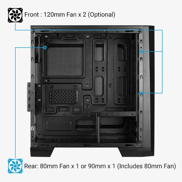 CASE AEROCOOL CYLON MINI ATX BLANCO/ USB2.0- USB 3.0/ 1 HD AUDIO/ FAN 8CM/ FRONTAL LED-RGB/ PANEL LATERAL ACRILICO - Image 2