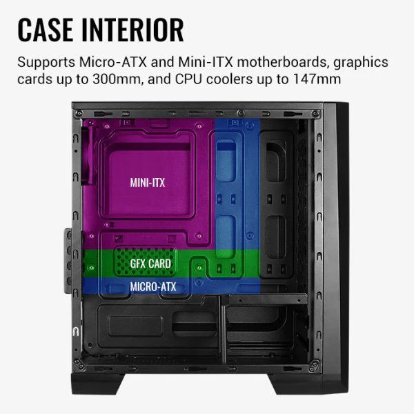 CASE AEROCOOL CYLON MINI ATX BLANCO/ USB2.0- USB 3.0/ 1 HD AUDIO/ FAN 8CM/ FRONTAL LED-RGB/ PANEL LATERAL ACRILICO - Image 3