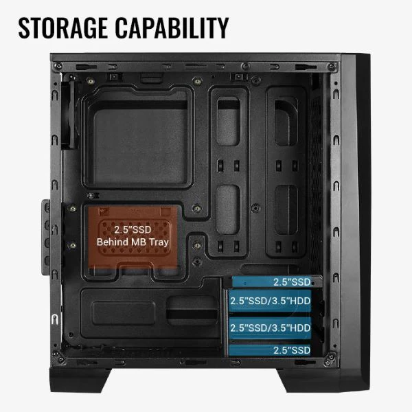 CASE AEROCOOL CYLON MINI ATX BLANCO/ USB2.0- USB 3.0/ 1 HD AUDIO/ FAN 8CM/ FRONTAL LED-RGB/ PANEL LATERAL ACRILICO - Image 4