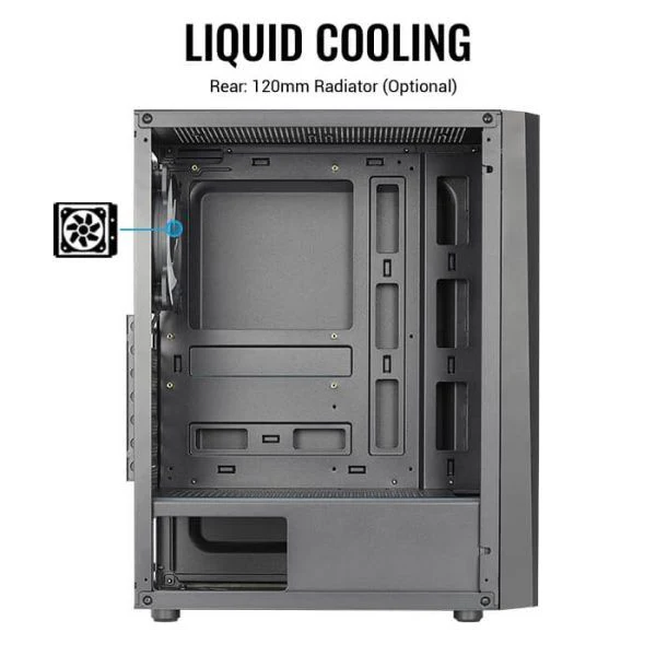 CASE AEROCOOL DELTA MID TOWER NEGRO 2x USB2.0- USB 3.0/ 1 HD AUDIO/ FAN 12CM/ PANEL ACRILICO - Image 6