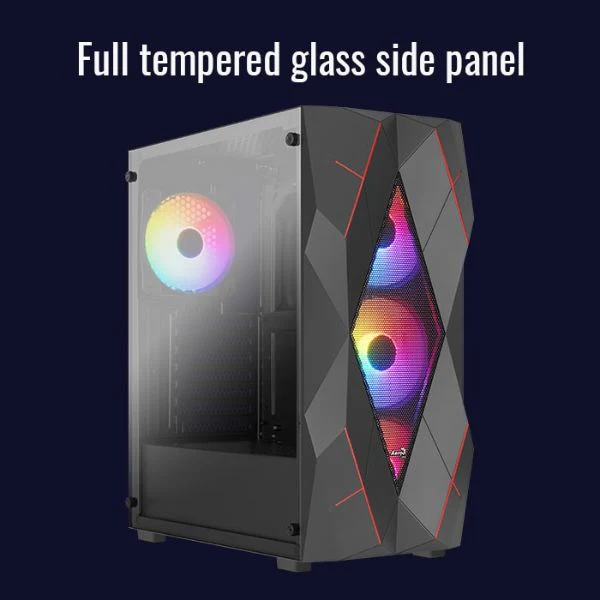 Case gaming Aerocool Volcan/ Mid Tower/ ATX/ 4x Fan FRGB/ Vidrio Templado - Image 3
