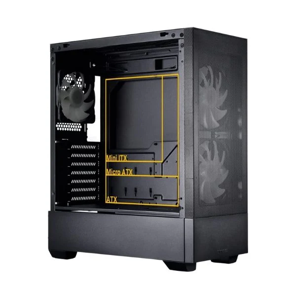 Case Gaming Lian Li ATX RGB LANCOOL 205 MESH CX con flujo de aire para PC, panel frontal 3 ventiladores ARGB PWN puerto USB C Negro - Image 5