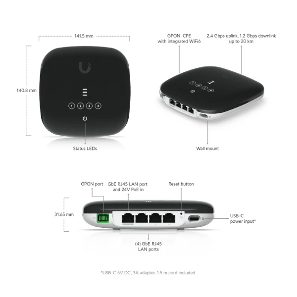 Cloud Gateways Ubiquiti UniFi UFiber Wi-Fi 6 GPON CPE - Image 5