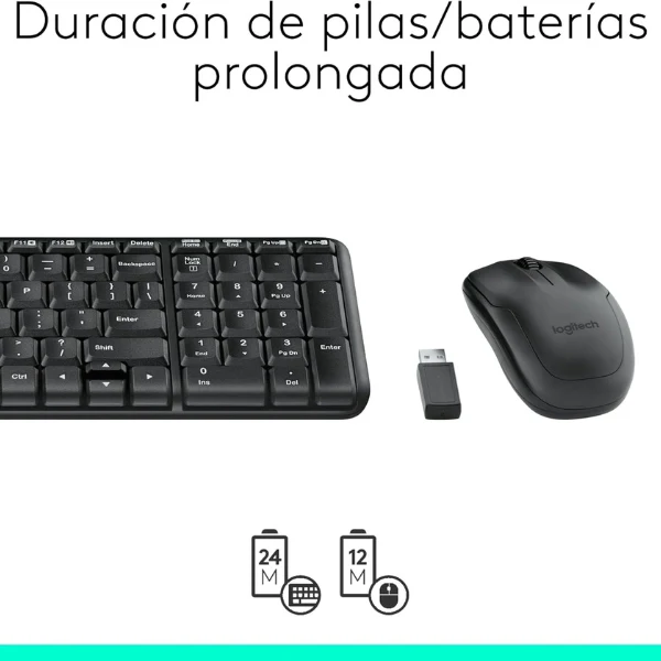 Combo Teclado Mouse Logitech MK220 Inalámbrico - 1000DPI - 3 Botones - Layout Español - Negro - Image 3