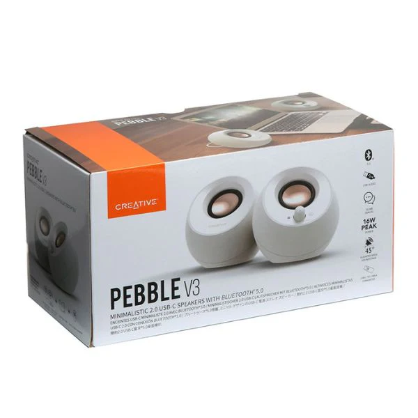 Cornetas para Computadora Creative Pebble V3 2.0 USB-C – Bluetooth 5.0 – blanco – 5MF1700AA001 - Image 2