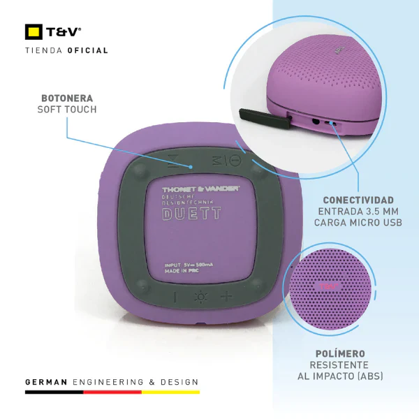 Cornetas Thonet & Vander 30W Bluetooth + Aux 3.5Mm + Radio Fm Duett Violeta - Image 2