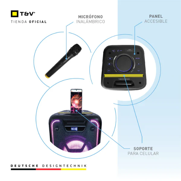 Cornetas Thonet & Vander 350W Bluetooth + Aux 3.5Mm + Usb + Rca Incluye Microfono Stark - Image 3