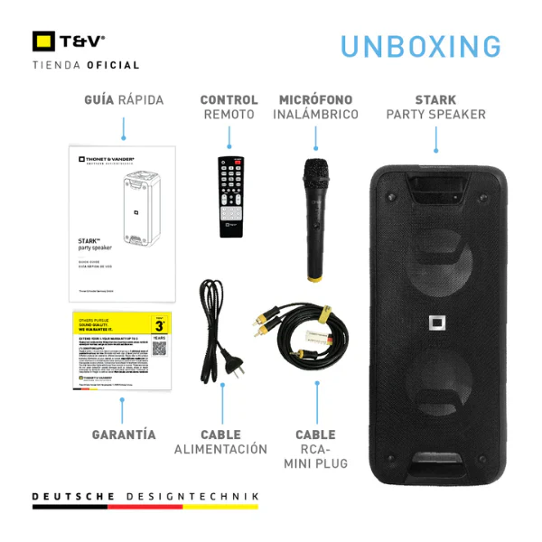 Cornetas Thonet & Vander 350W Bluetooth + Aux 3.5Mm + Usb + Rca Incluye Microfono Stark - Image 5