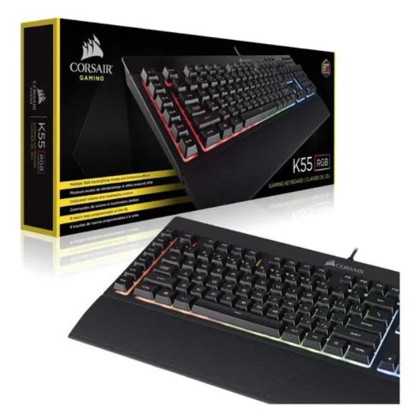 CORSAIR K55 RGB PRO - RGB - Seis teclas macro - IP42 resistente al polvo y derrames - Reposamanos desmontable - Teclas de medios y volumen especiales - Image 4