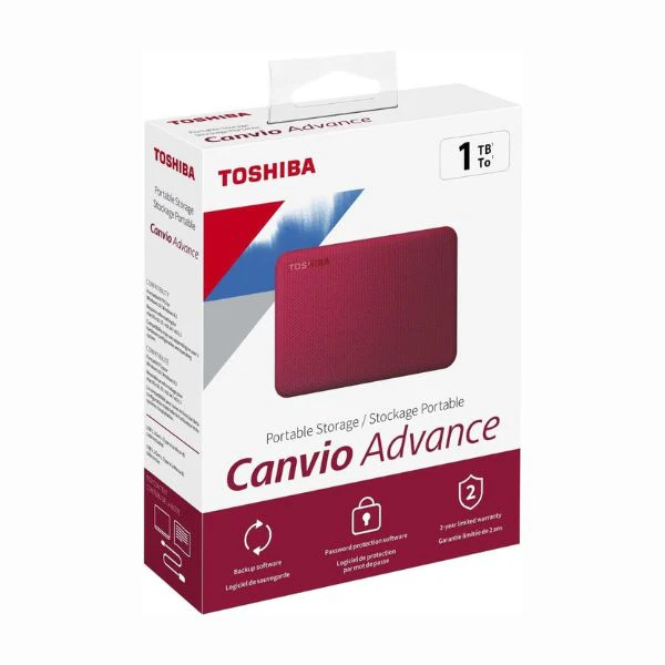 Disco Duro Externo Toshiba 1TB CANVIO ADVANCE USB 3.0 Color Rojo - Image 3