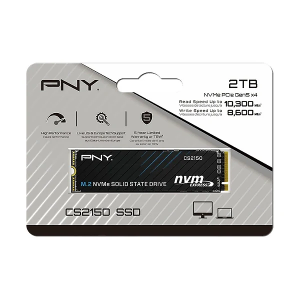 Disco Duro SSD PNY CS2150 2TB 3D NAND Flash PCIe Gen 5 x4 NVMe M.2 2280 - Image 2