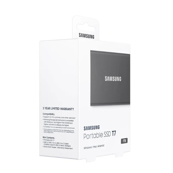 Disco Duro SSD Samsung T7 Portable 1TB USB 3.2 Gen 2 External Gray - Image 4