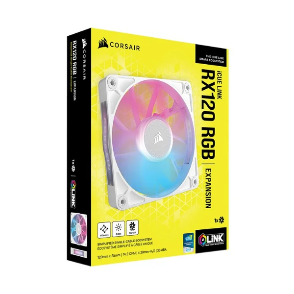 Fan Cooler Corsair iCUE LINK RX120 Magnet Dome Bearing 120mm - Blanco - RGB - Image 5