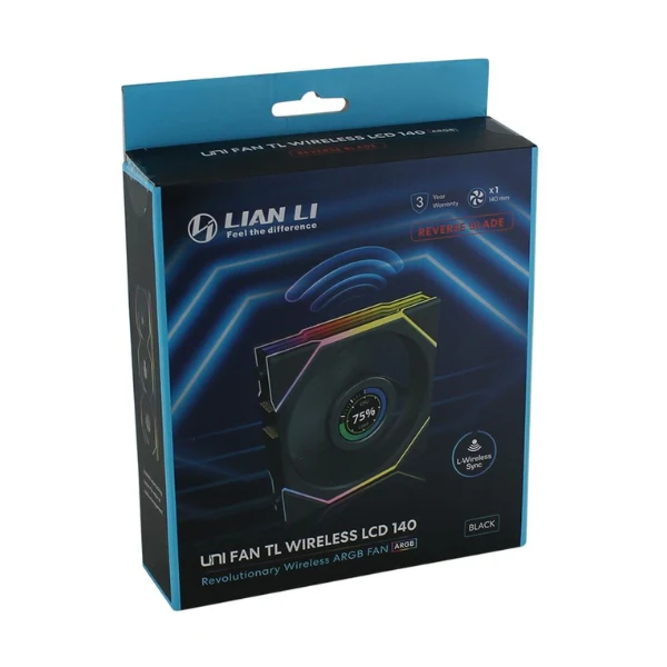 Fan Cooler Lian Li Uni Fan Reverse TL Wireless LCD Fluid Dynamic Bearing 140mm - Negro - RGB - Image 4