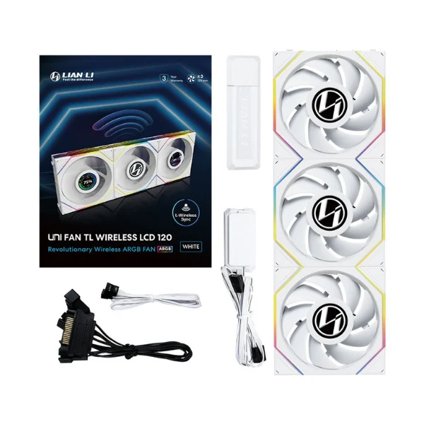 Fan Cooler Lian Li UNI FAN TL120 V2 LCD Wireless Fluid Dynamic Bearing 120mm - Blanco - RGB - 3 Pack - Image 4