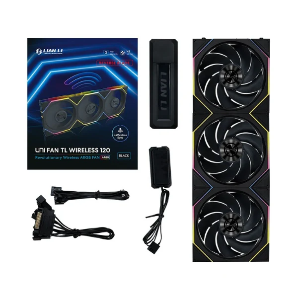 Fan Cooler Lian Li UNI FAN TL120 V2 Reverse Blade Wireless Fluid Dynamic Bearing 120mm - Negro - RGB - 3 Pack - Image 5
