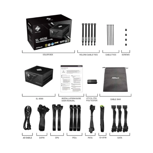 Fuente de Poder ASRock SL-850G - 850W - 80 PLUS Gold - Modular - ATX - Image 3