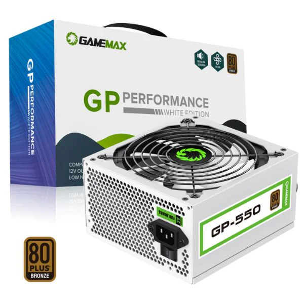 Fuente de Poder GameMax GP550 - 550W - 80 PLUS Bronze - No Modular - Blanca