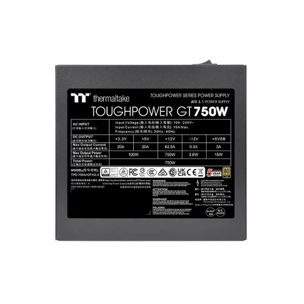 Fuente de Poder Thermaltake GT - 750W - 80 PLUS Gold - Modular - ATX - Image 5