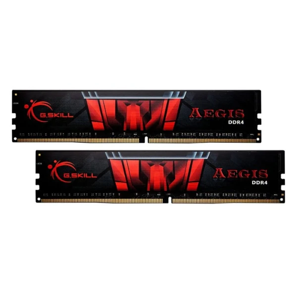 Memoria RAM G.Skill Aegis 16GB (2 x 8GB) DDR4-2400 PC4-19200 CL17 Dual Channel Desktop Memory Kit F4-2400C17D-16G - Black/Red