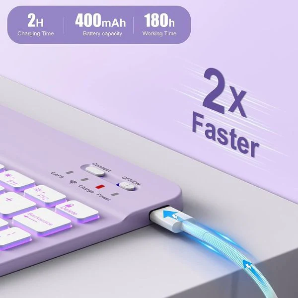 Funda Hamile para iPad de 9ª generación con teclado de 10.2P.  retroiluminada con soporte para lápiz para iPad de 8ª 7ª - Image 3