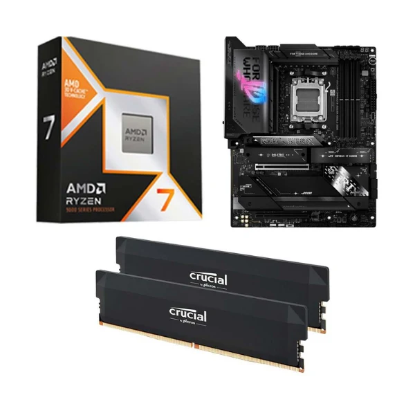 Kit para PC: Procesador AMD Ryzen 7 9800X3D 8 Núcleos 4.7GHz 96MB Cache + Tarjeta Madre ASUS X870E ROG Strix Gaming R2 USBC WiFi Socket AM5 DDR5 ATX + Memoria RAM 32 GB DDR5