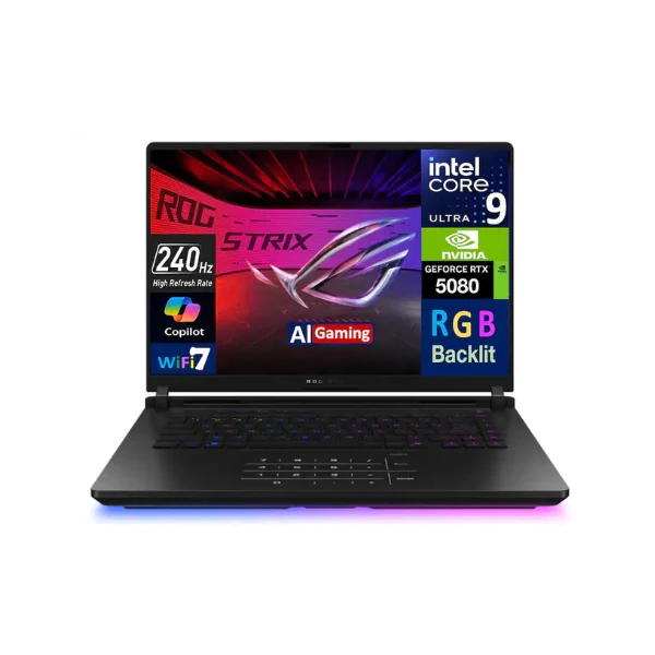 Laptop ASUS ROG Strix 16 Intel Core Ultra 9-275HX 64GB RAM 2TB SSD 16" NVIDIA GeForce RTX 5080 Win 11 Pro - Off Black