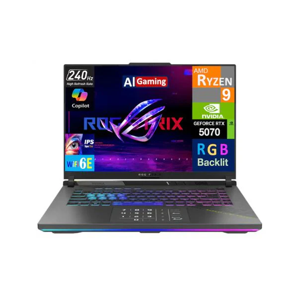 Laptop ASUS ROG Strix G16 AMD Ryzen 9 8940HX 64GB RAM 2TB SSD 16" NVIDIA GeForce RTX 5070 Ti Windows 11 Pro - Gray