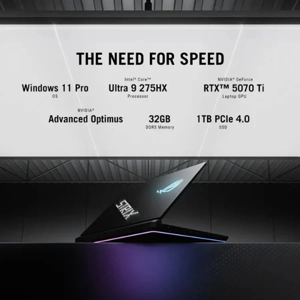 Laptop ASUS ROG Strix SCAR Intel Core Ultra 9 U9-275HX (2.7GHz) 32GB RAM 1TB SSD 18" NVIDIA GeForce RTX 5070 Ti Win 11 Pro - Off Black - Image 8
