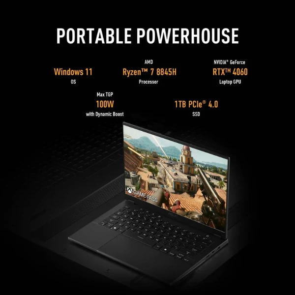 Laptop ASUS TUF Gaming A14 AMD Ryzen 7 8845HS 16GB RAM 1TB SSD 14" 165Hz FHD Jaeger NVIDIA GeForce RTX 4060 - Image 9