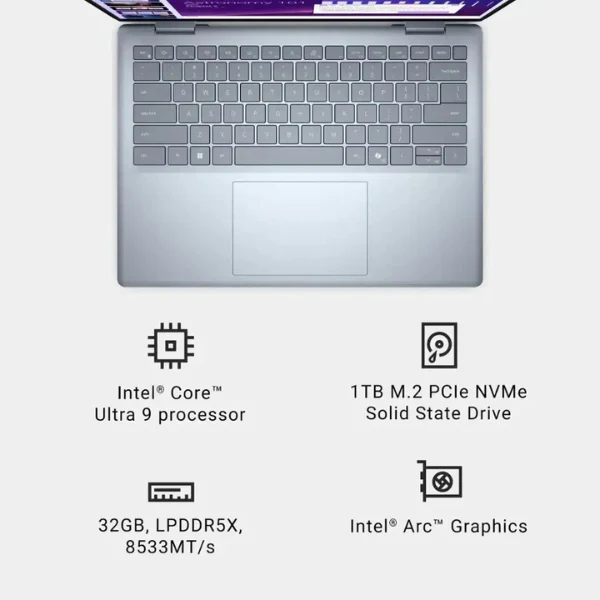 Laptop Dell Plus 2-In-1 14" FHD+ Touch Screen Laptop Intel Core Ultra 9 32GB RAM 1TB SSD Ice - Image 7