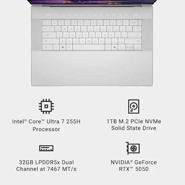 Laptop Dell Premium 16" Touchscreen Intel Core Ultra 7-255H (2.0GHz) 32GB RAM 1TB SSD 16.3" NVIDIA GeForce RTX 5050 Win 11 Home - Platinum - Image 7